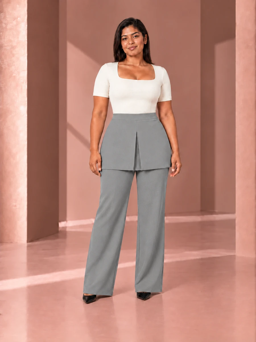 Falda-pantalón mini Belluno Gris piedra · vista frontal · Sol, referencia L